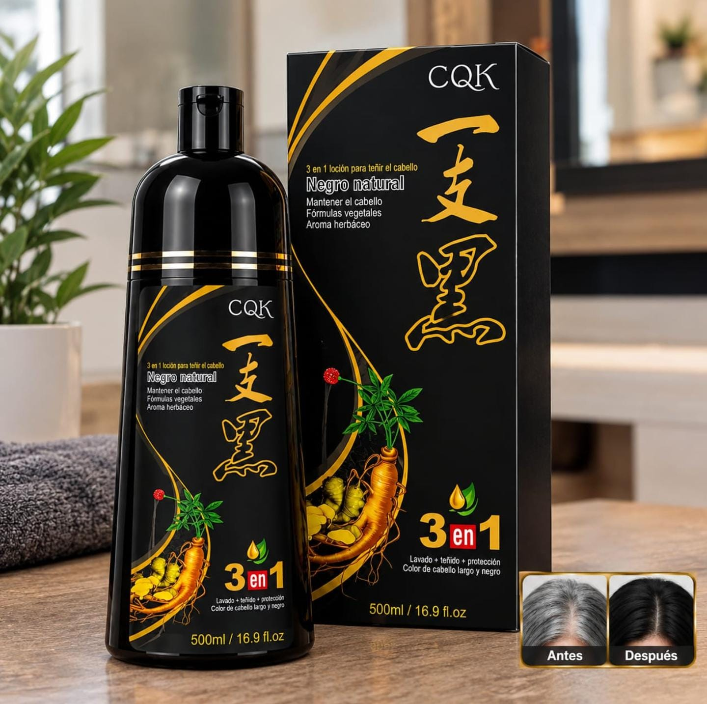 Shampoo 3 en 1 para teñir el cabello